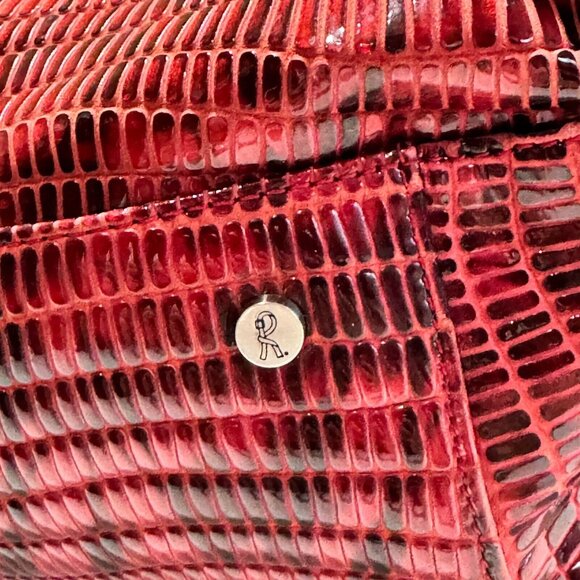 Roberta Di Camerino Italy Shoulder Handbag Shiny Red w/ Metal Handles RARE - Picture 16 of 16